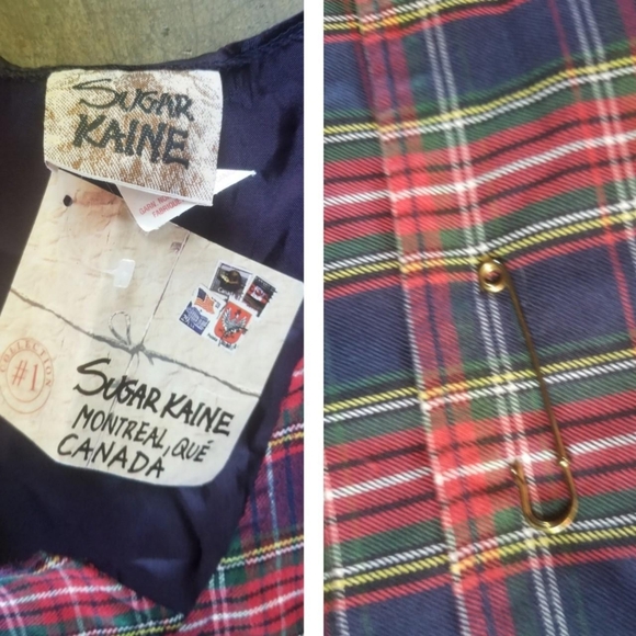 Vintage 90s Plaid Vest Skirt Set xs s - Picture 5 of 8